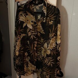 Alfred Dunner Black and Gold Floral Swim Coverup